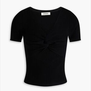 Sandro Black Twist-Front Crop Top